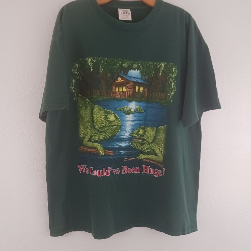 Budweiser Wild Oats  T Shirt Size XLarge Frogs Lizards Green